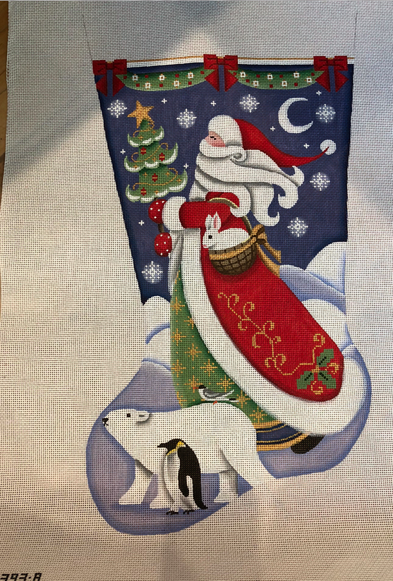 Canvas POLAR SANTA STOCKING 1393A