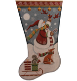 Canvas SNOWMAN WITH CARDINALS STOCKING 1388C