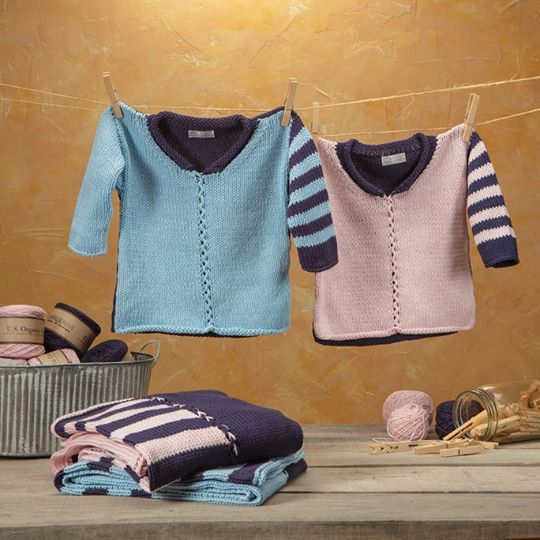 Yarn TALLY HO BABY PULLOVER KIT INDIGO/BLUSH