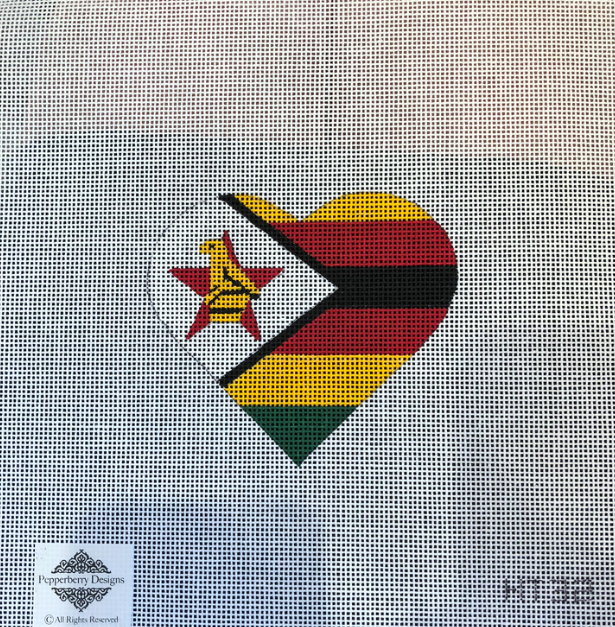 Canvas ZIMBABWE FLAG HEART  HT32