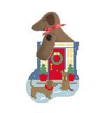 Canvas FRONT DOOR DACHSHUNDS STUFFER  CM576B