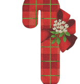 Canvas RED CHECKERED CANDY CANE  ORNAMENT2109D