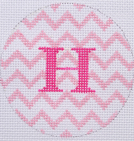 Canvas PINK ZIGZAG 3” ROUND  **NO LETTERING** ALB73