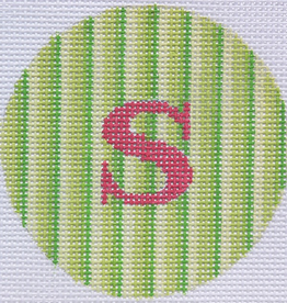 Canvas GREEN STRIPES 3” ROUND  **NO LETTERING** ALB06