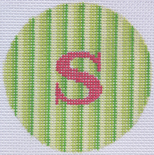 Canvas GREEN STRIPES 3” ROUND  **NO LETTERING** ALB06