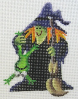 Canvas Witch and Frog  023g Rebecca Wood