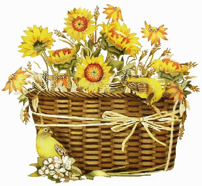 Canvas Sunflower Basket  MLT198 Melissa Shirley