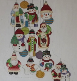 Tree Trimming Snowmen Stocking Canvas