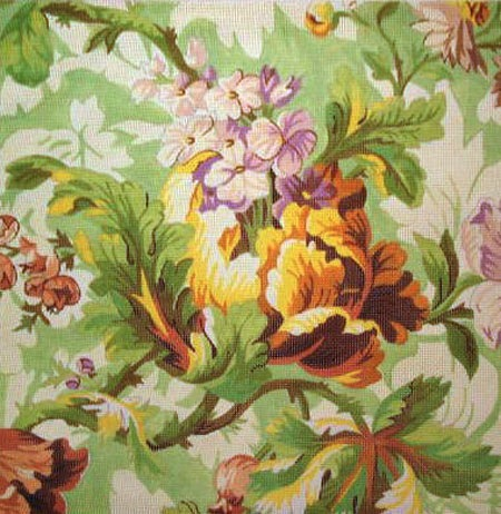Canvas GREEN FLORAL WITH CABBAGE   010S