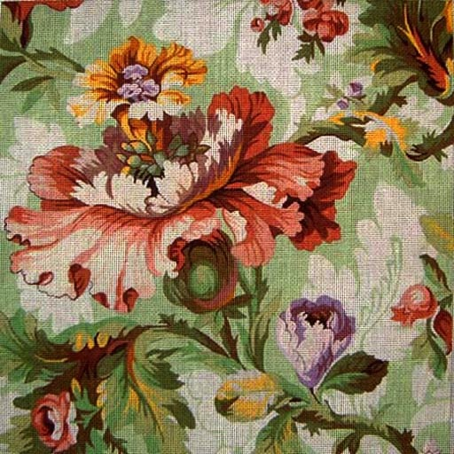 Canvas GREEN FLORAL WITH POPPY   011S