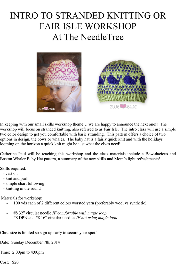 Class STRANDED KNITTING WORKSHOP 12/2014