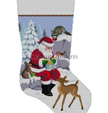 Canvas SANTA AND ANIMALS WRAPPING PRESENTS  SR3209