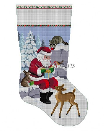 Canvas SANTA AND ANIMALS WRAPPING PRESENTS  SR3209