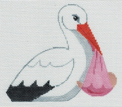 Canvas ITS A GIRL STORK  CLIP ON BIRD  LL306V