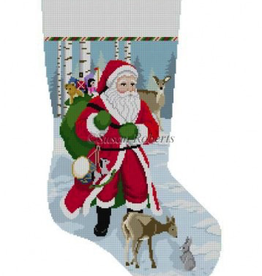 Canvas SANTA WITH DEER  3202