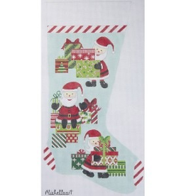 Canvas MINI SANTAS AND GIFTS STOCKING 2427