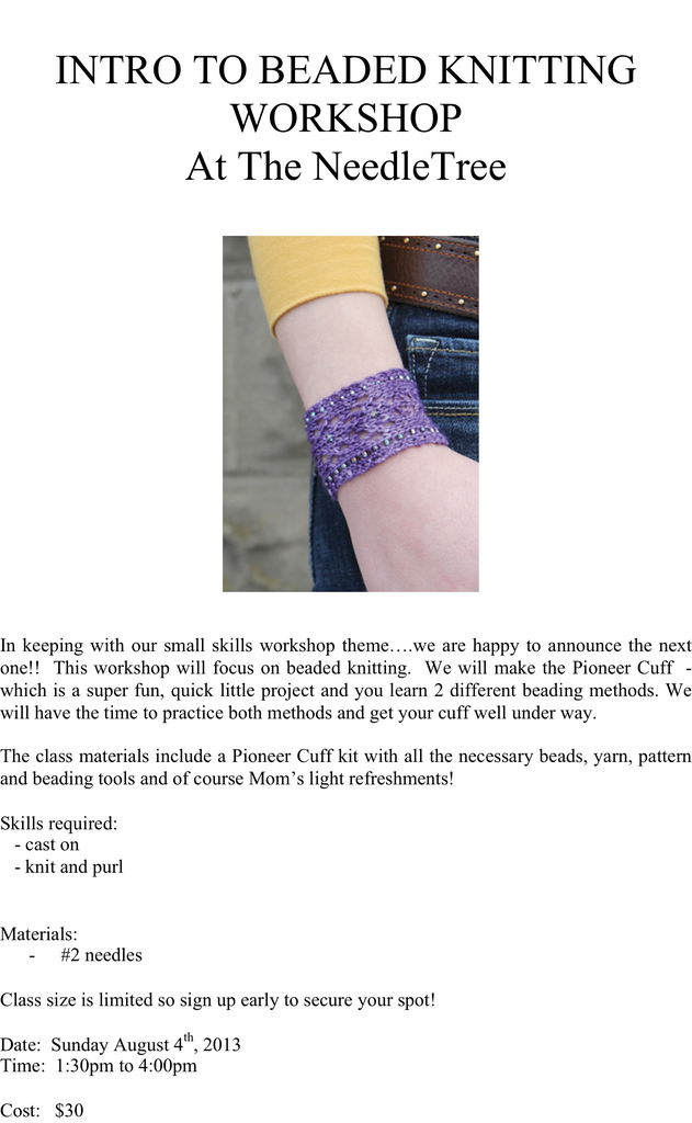 Class INTRO TO BEADED KNITTING WORKSHOP