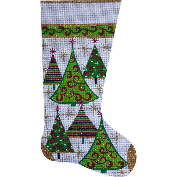 Canvas GOLD XMAS TREE STOCKING  2304