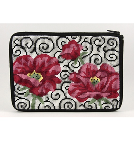 Canvas POPPIES ON SCROLLS EYEGLASS CASE  SZ450