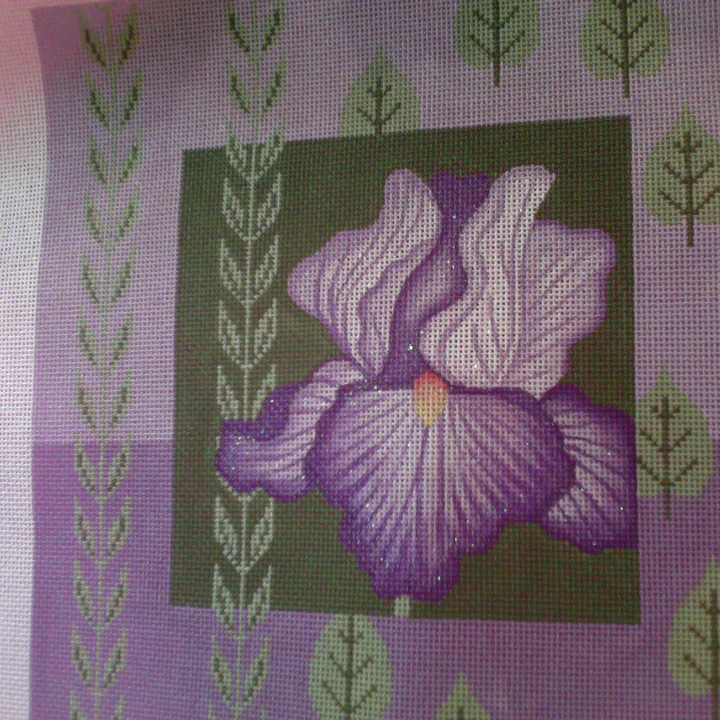 Canvas PURPLE IRIS & LEAVES  V038