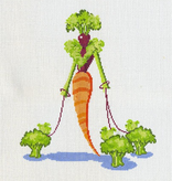 Canvas CARROT LADY WITH BROCCOLI POOCH  1236
