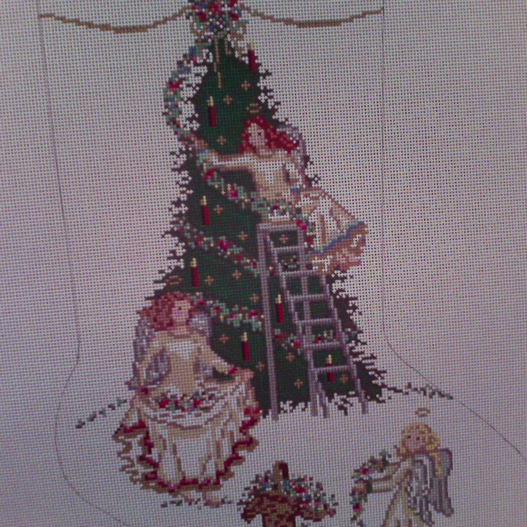 Canvas ANGELS AND GARLANDS STOCKING 2150