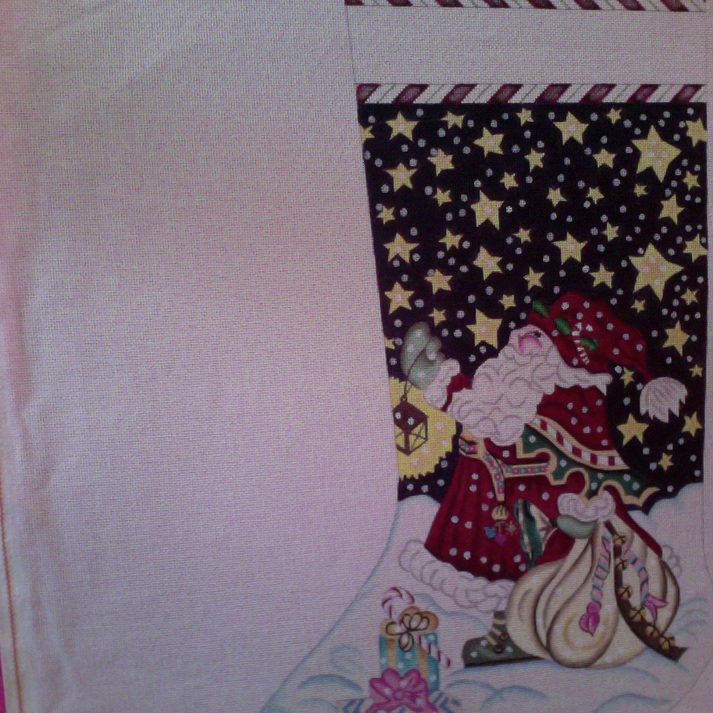 Canvas SANTA WITH LANTERN  X28