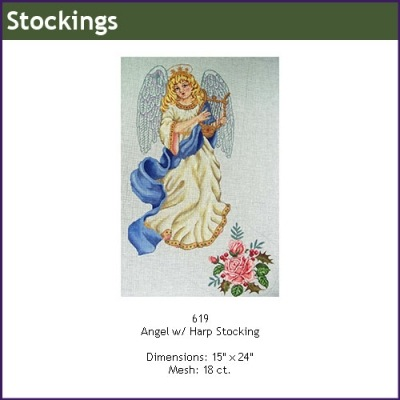 Canvas ANGEL WITH HARP 619  -  SALE  - REG $242