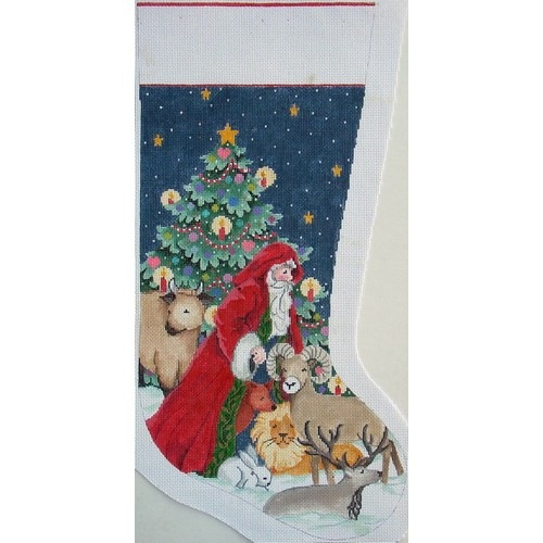 Canvas HOODED SANTA WITH ANIMALS  MC1975