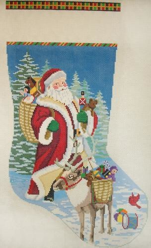 Canvas SANTA REINDEER AND TOY BASKETS 156