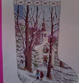 Canvas WINTER CHURCH STOCKING M247