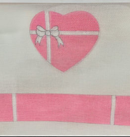 Canvas PINK BOW HEART SHAPED HINGED BOX  WITH HARDWARE FSHRT8