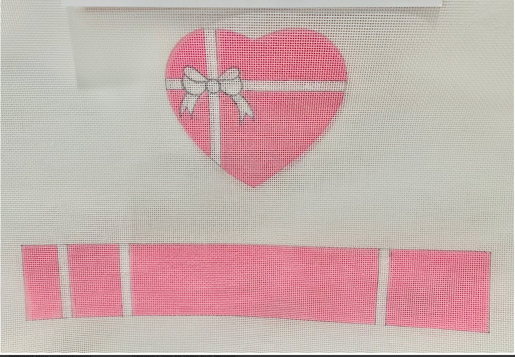Canvas PINK BOW HEART SHAPED HINGED BOX  WITH HARDWARE FSHRT8