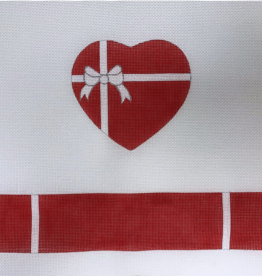 Canvas RED BOW HEART SHAPED HINGED BOX  WITH HARDWARE FSHRT9