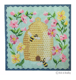 Canvas BEE SKEP - PINK FLOWERS  KB1518