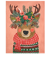 Canvas CHRISTMAS SQUAD DEER ON CORAL  MIACPL2