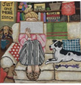 Canvas GIRL STITCHING  WITH DOG GEP309