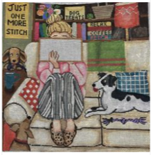 Canvas GIRL STITCHING  WITH DOG GEP309