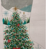 Canvas CHRISTMAS TREE W/ RED BOW STOCKING  4283