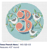 Canvas 12 DAYS - 3 - THREE FRENCH HENS  WS12D03