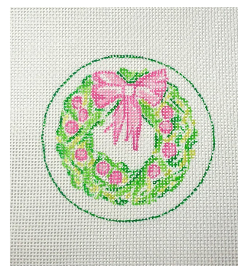 Canvas PINK AND GREEN WREATH  JT134