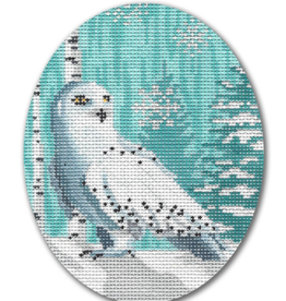 Canvas SNOWY OWL OVAL  SCXO65