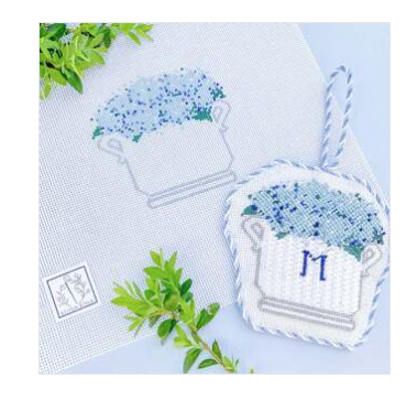 Canvas BLUE HYDRANGEA FLORAL ARRANGEMENT  SS009 WITH STITCH GUIDE