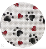 Canvas PAWS AND HEARTS ROUND  X431