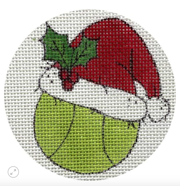 Canvas TENNIS BALL WITH SANTA HAT  ROUND  X515