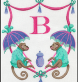 Canvas MONOGRAM CREST  MONKEYS WITH PARASOLS  ALCR06   (MONGRAM READY - B AS DEMO ONLY)