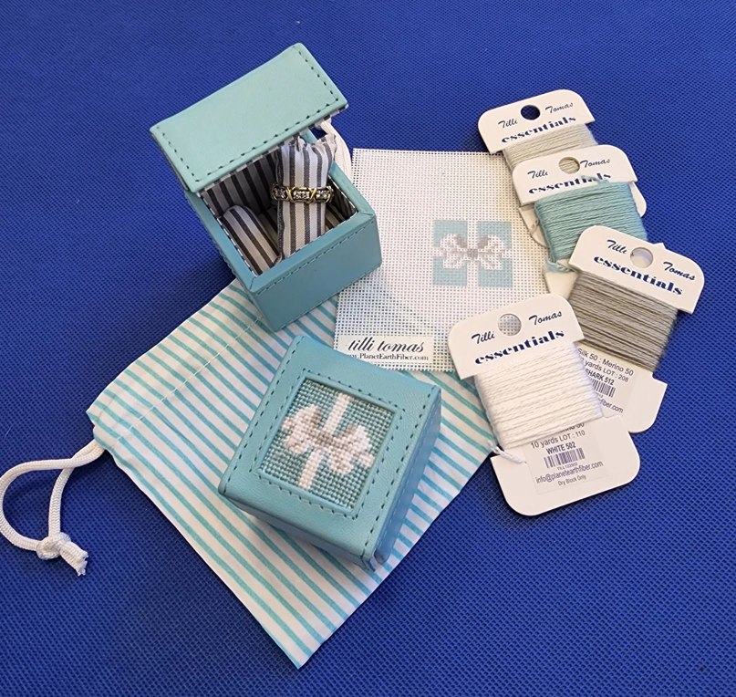 Blue Bow Needlepoint Canvas and Kit