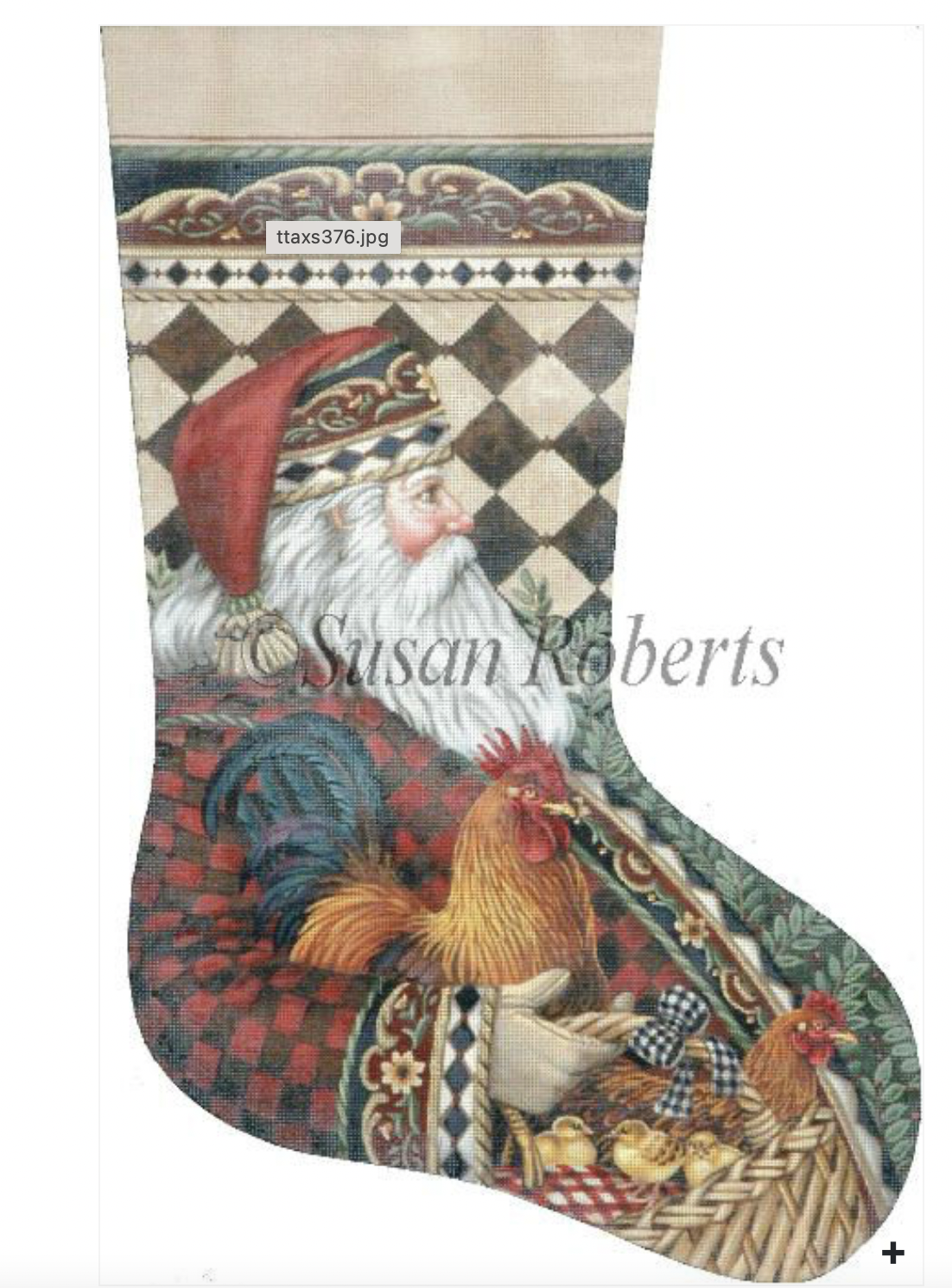 Canvas SANTA AND ROOSTER  TTAXS376