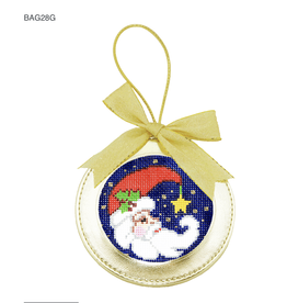 Canvas LEE BAGS HOLIDAY ORNAMENT 4" ROUND LEATHER  SELF-FINISHING