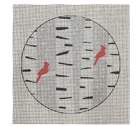 Canvas BIRCH TREES  4"  ROUND  KN17